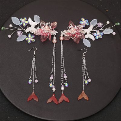 Ancient Style Han Chinese Clothing dress Vintage Tassel Tuinga Girls' Hair Accessories 2