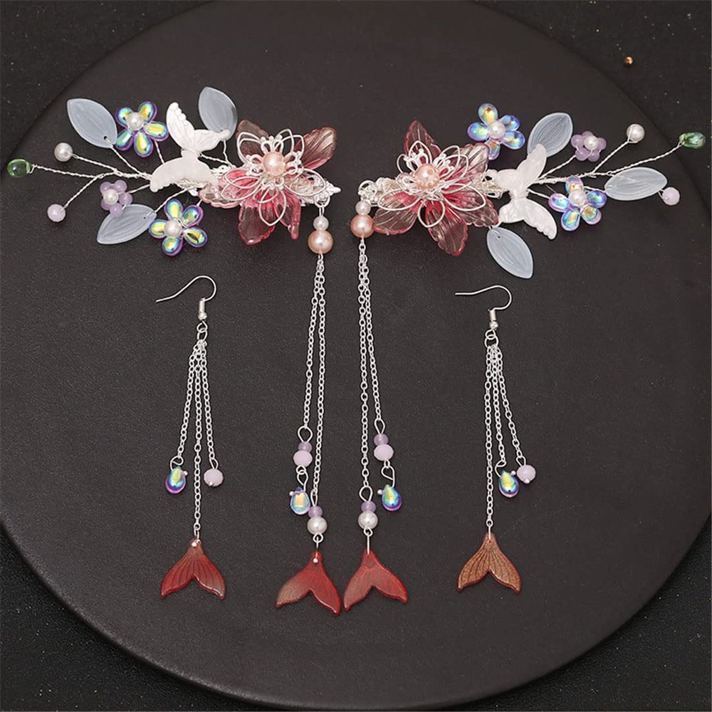 Ancient Style Han Chinese Clothing dress Vintage Tassel Tuinga Girls' Hair Accessories 2