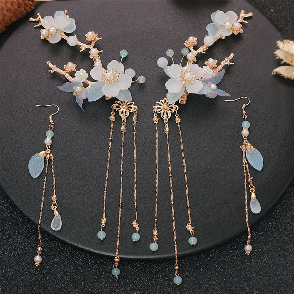 Chinese Style Flower 1 Tassel Hairpin Hanfu Accessories Hairpin Retro Flower Hairpin 14