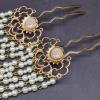Women's Step Rock Retro U Pearl Tassel Hairpin Versatile Antique Hair Accessories purple 2pc view 3
