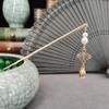 Imitation Pearl Metal Hair Stick Chinese Traditional Long Fringed Hairpin Pin Wedding Hairstyle Silver Hairpin 15cm view 3