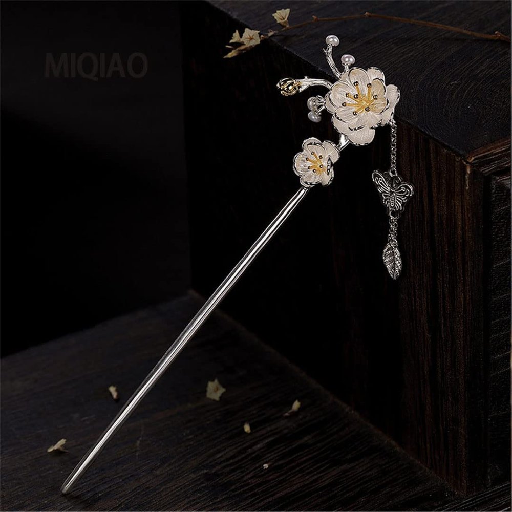 Disc Hair Stick Decoration Peony Hair Clip Simple Temperament Clothing Retro Style wear 925 Sterling Silver