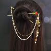 Double Chain Hair Fork Pearl Tassel Hairpin Chinese Retro Hair Accessories Hanfu dress 02 view 3