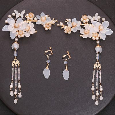 Antique Hanfu dress Tassel Step Shaking Hair Comb Hair Clip Full Set Of Ancient Costume Hairpin 07