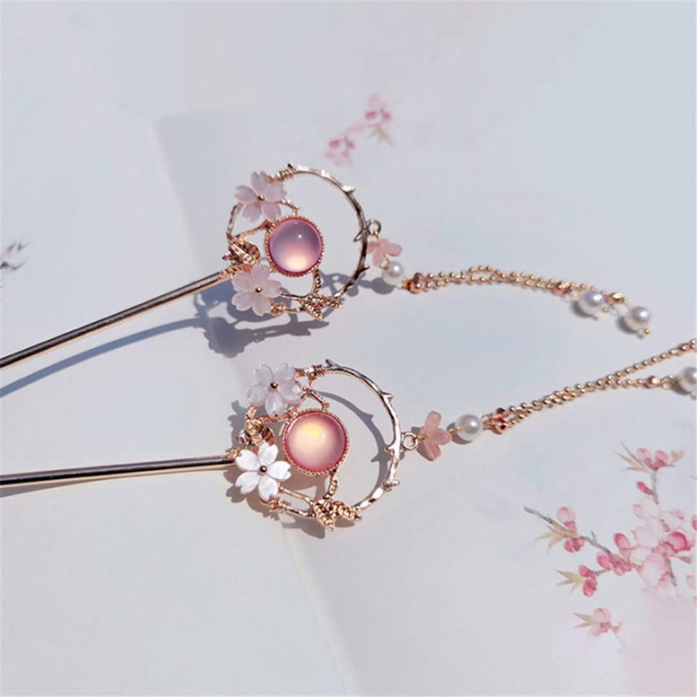 Chinese Retro Long Tassel Hair Fork wear Step Shake Hanfu Hair Accessories 6002