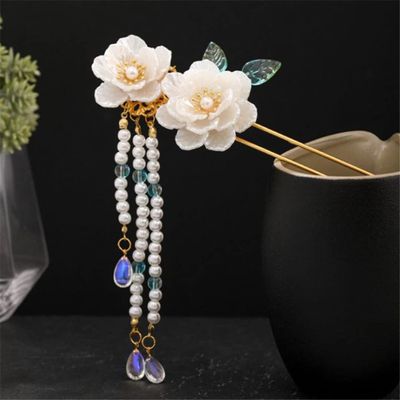 Vintage Metal Hair Fork U Shape Floral Hanfu Accessories Ladies Hairpin With Fringe 1