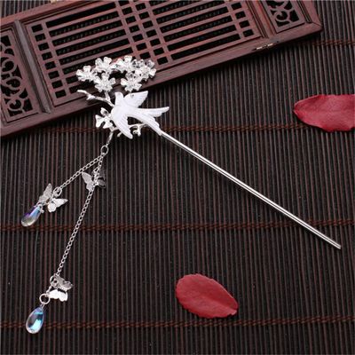Qianhe Tassel Hairpin Hair Accessories Hanfu dress Wind Step Shaking Flower Pearl Hairpin B