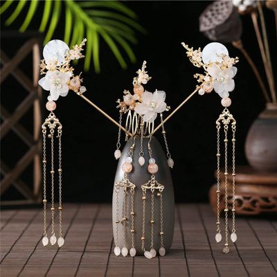 Chinese Style Ancient Hanfu Pearl Tassel Hairpin Hairpin Handmade dress 2