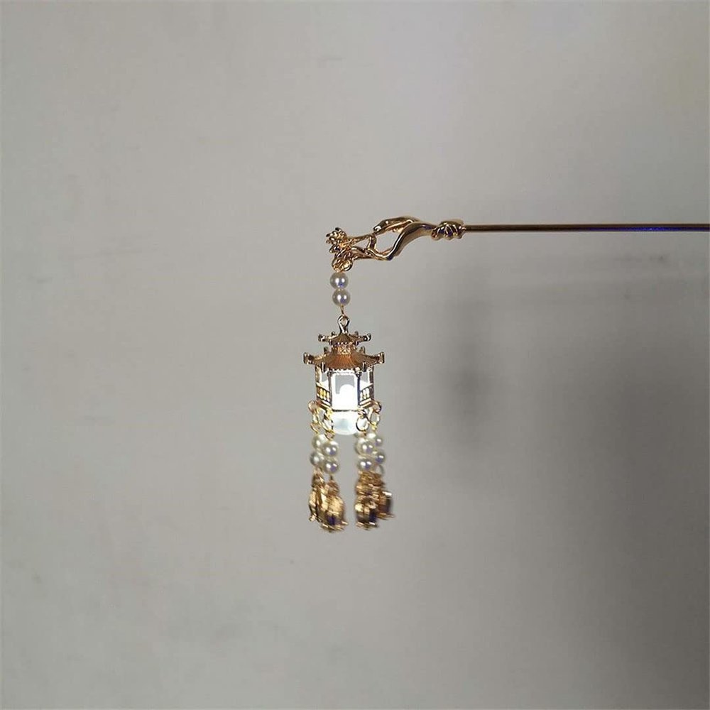 Chinese Style dress Antique Pearl Tassel Hairpin Hair Stick C White light