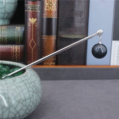 Imitation Pearl Metal Hair Stick Chinese Traditional Long Fringed Hairpin Pin Wedding Hairstyle Silver Black pearl
