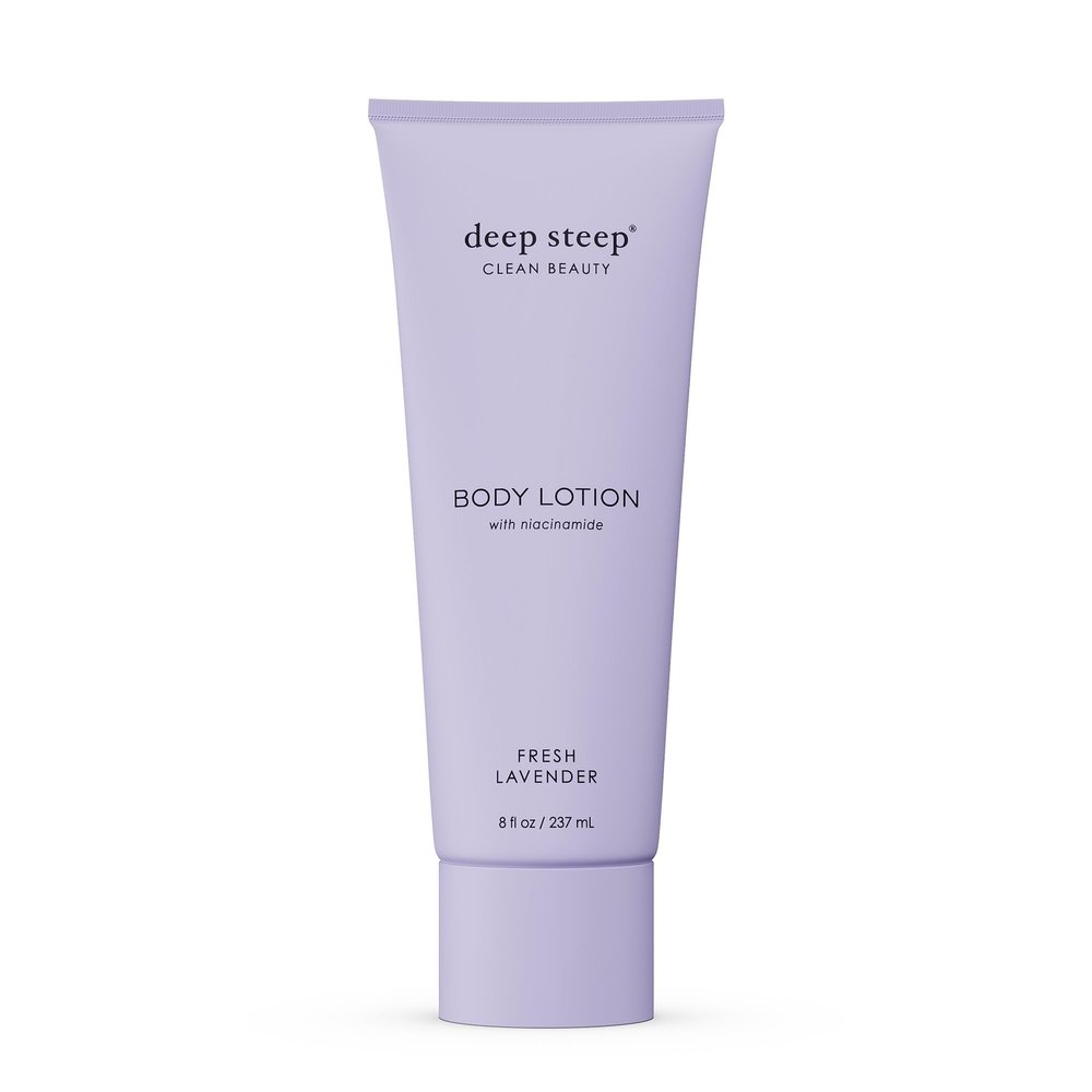 Deep Steep Body Lotion, Fresh Lavender, 8 oz  Moisturizer with Coconut Oil, Shea Butter, Argan Oil, Aloe Vera & Niacinamide  Vegan, Clean Beauty, Daily Skin Hydration