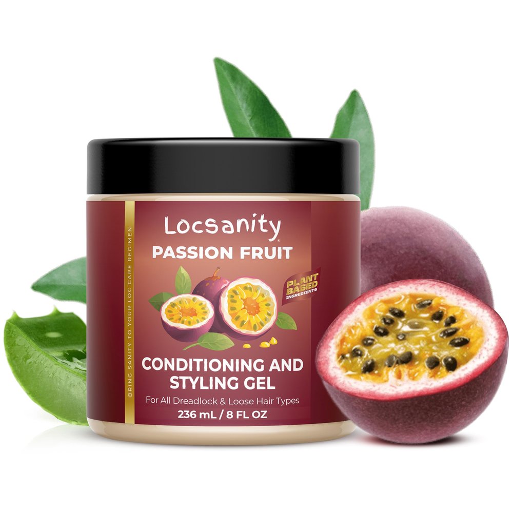 Locsanity Passion Fruit Conditioning and Styling Hair Gel  Braiding Gel for Dreadlocks, Twists and Sisterlocks, Loose Natural Hair, and All Types of Locs