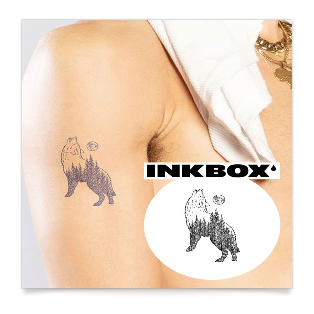 Inkbox Temporary Tattoos, Semi-Permanent Tattoo, One Premium Easy Long Lasting, Water-Resistant Temp Tattoo with For Now Ink - Lasts 1-2 Weeks, Howling, 4 x 4 in