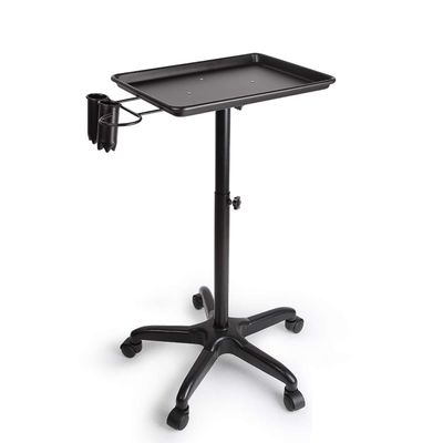 Hair Salon Roller Aluminum Tray Trolley, Service Tray Hairdressing Tool Trolley, Height Adjustable for Hairdresser Salon Spa Dyeing SPA Service Rack (Black 3)