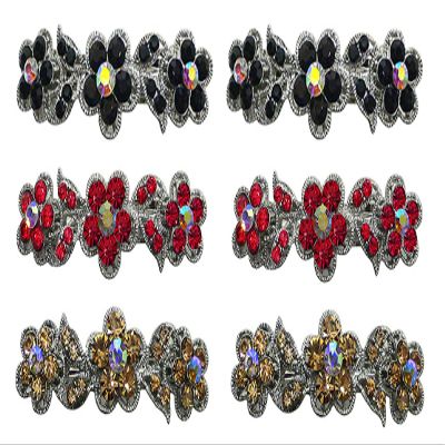 JCGY Set of 6-6 Count - Hair Barrettes Small French Clip Barrettes Sparkly Crystals 6 Colors 1338-6d3