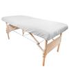 10 Pack Body Linen Simplicity Poly Cotton Massage Table Fitted Sheets - 180 Thread Count. Roomy Fit for Tables 28-32 inches Wide, Soft and Durable. Available in White and Natural. (White) view 1