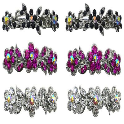 JCGY Set of 6-6 Count - Hair Barrettes Small French Clip Barrettes Sparkly Crystals 6 Colors 1338-6d2