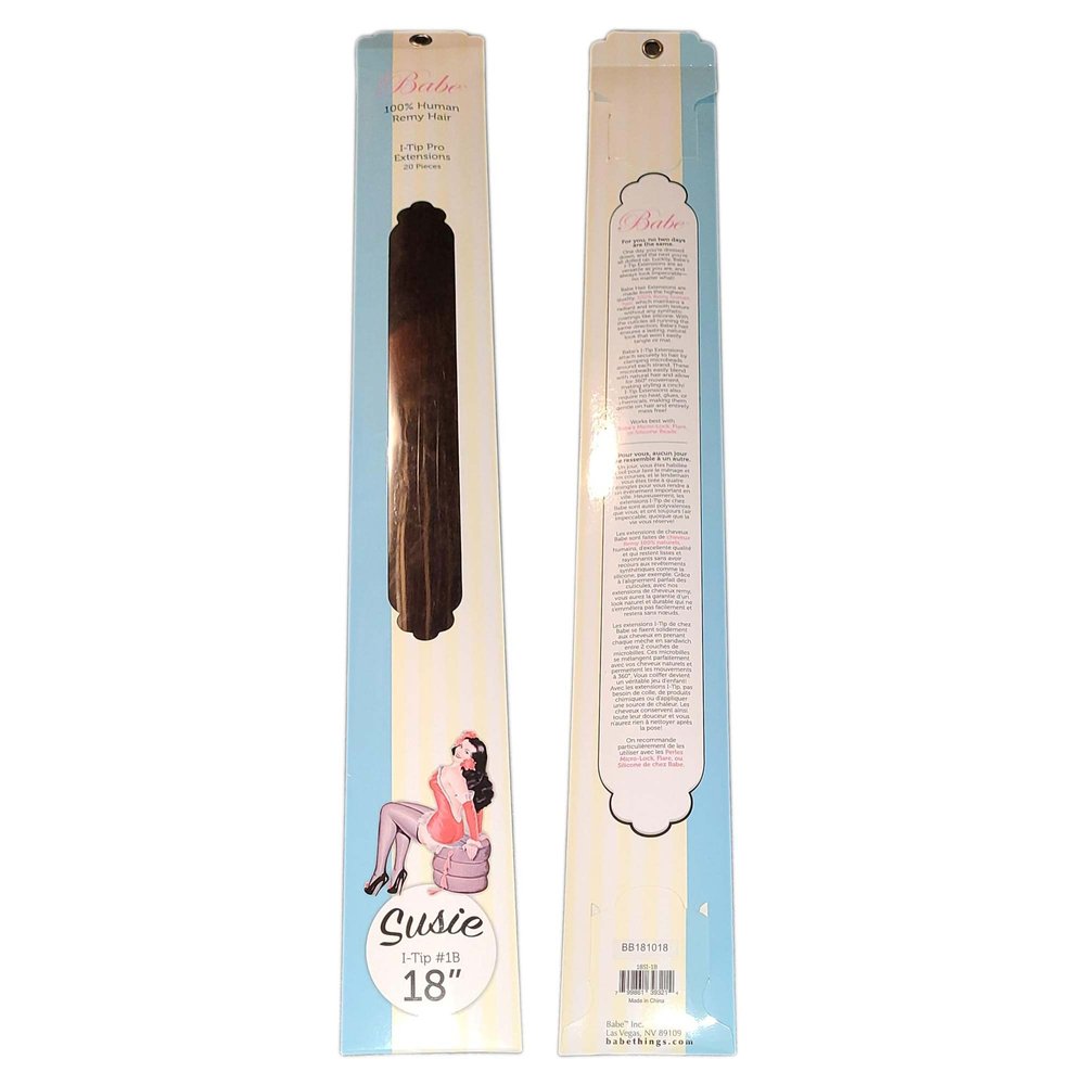 I-Tip Hair Extensions #1B (Susie) - 18" - Babe Hair Extensions