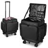 BYOOTIQUE Rolling Makeup Train Case Soft Sided Travel Cosmetic Organizer Storage 1680D Nylon Fabric Trolley Suitcase Mobile Barber Station, Black view 1