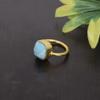 Shilpi Impex Rose Cut Synthetic Larimar Gold Plated Brass Ring For Men Women (7.5) view 3