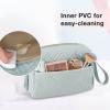 BAGSMART Makeup Bag, Cosmetic Bag for Purse,Travel Make Up Pouch,Water-resistant Toiletry Bag Elegant Roomy, Makeup Accessories Organizer, Light Blue view 4