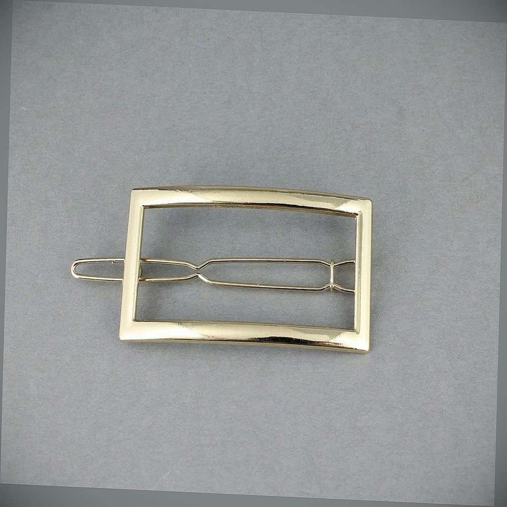 Gold Rectangle Barrette Outline Shape Metal Hair Clip Gold Shiny Clip 2/8" Wide Fashion hair Accessories for Women