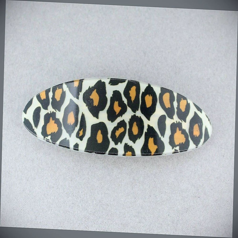 Black Brown Cheetah Leopard Print Curved Barrette Hair Clip Accessory 3.5" Long Fashion hair Accessories for Women