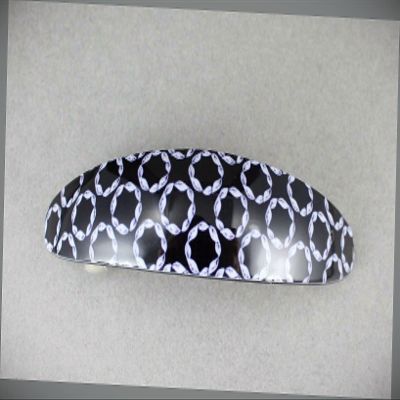 Black White Curved Barrette Hair Clip Accessory 3.5" Long Circles Pattern Fashion hair Accessories for Women