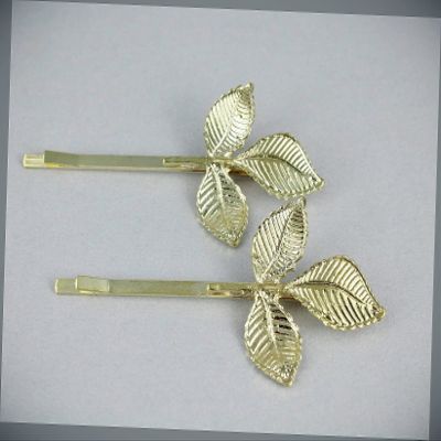 2 Gold Laurel Leaf Leaves Bobby Bobbi Pins Clip Barrette Hair Pin Set Of 2 Fashion hair Accessories for Women