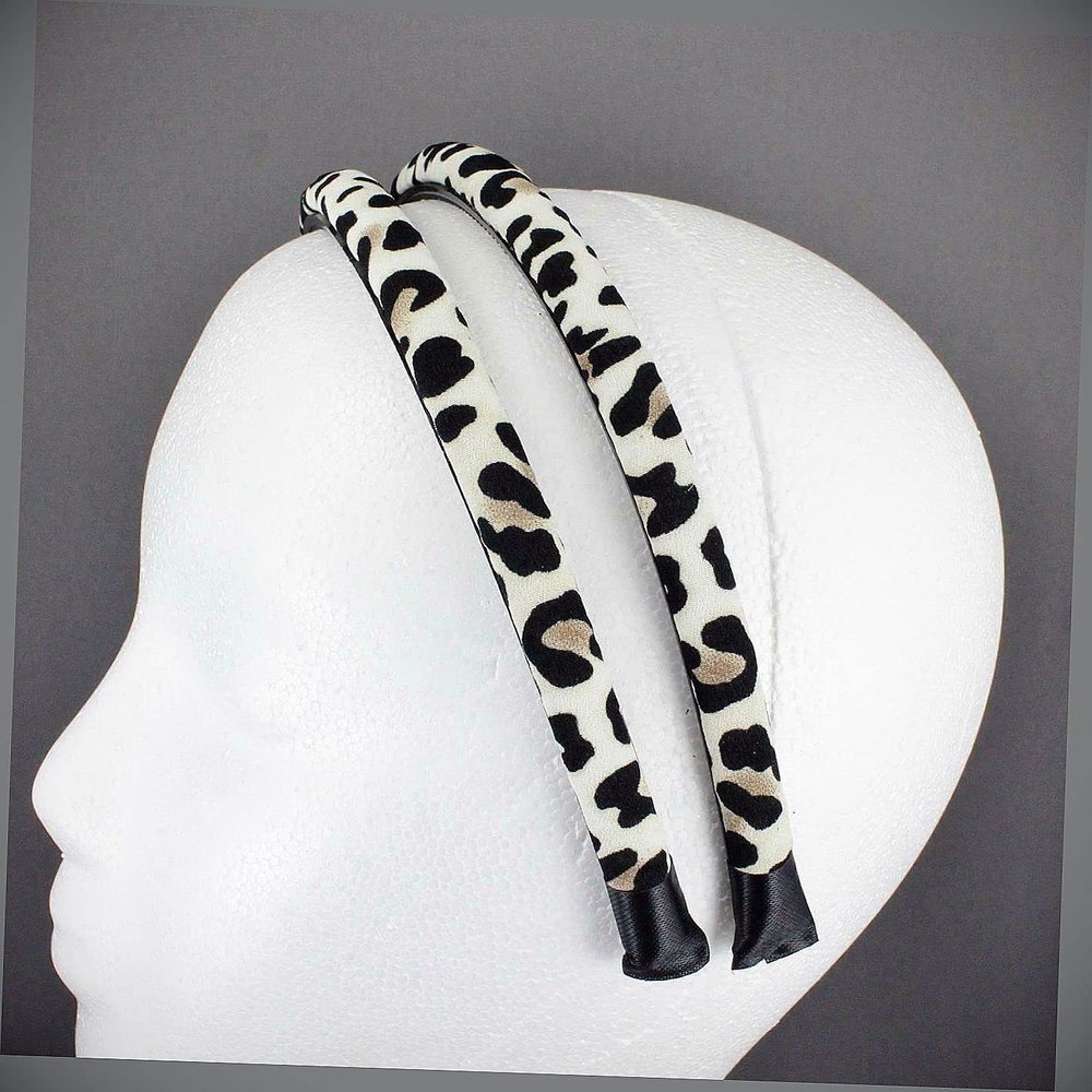 2 Cheetah Headband Leopard Animal Print Thin Skinny Narrow Hair Band White Tan Fashion hair Accessories for Women