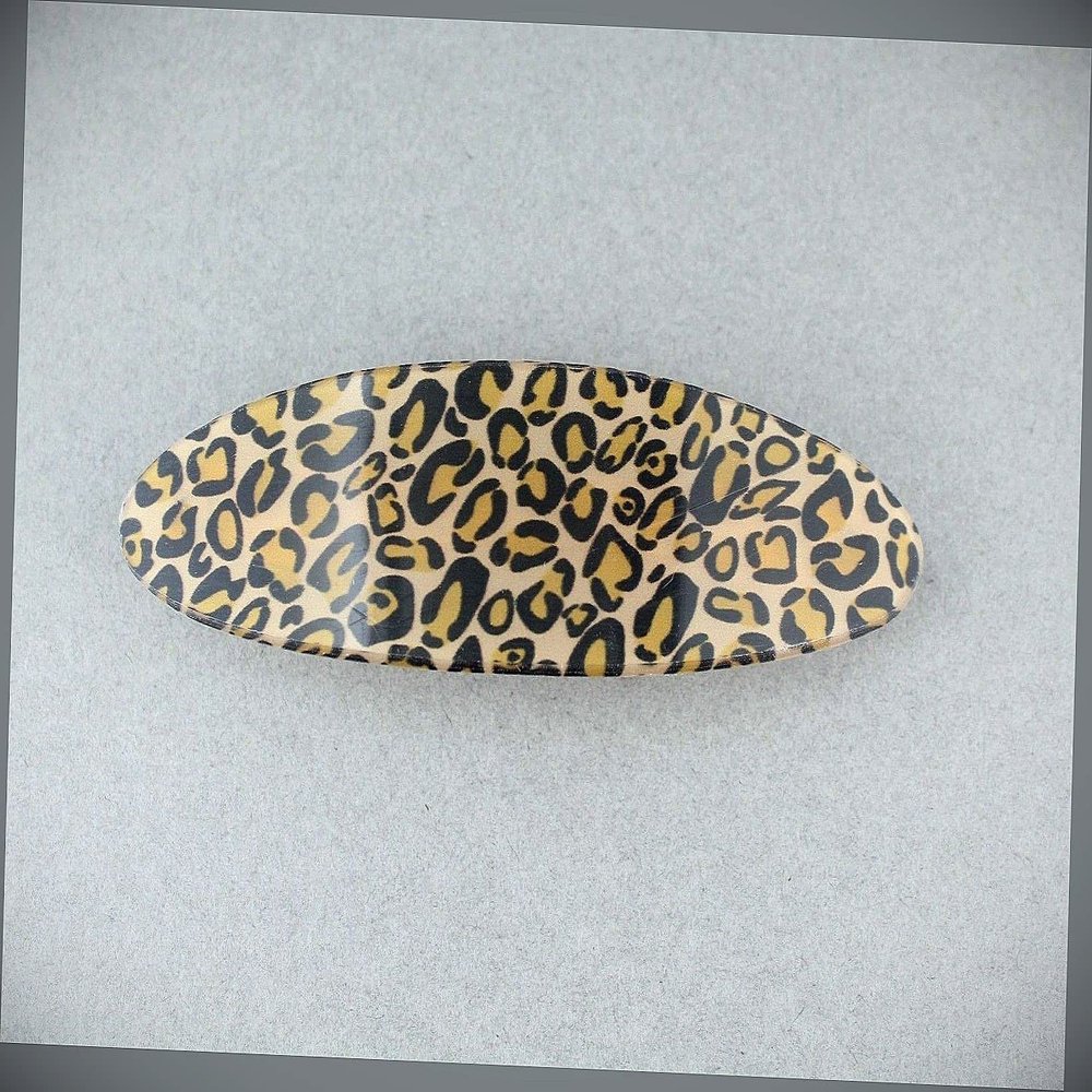 Black Brown Cheetah Leopard Print Curved Barrette Hair Clip Accessory 3.5" Long Fashion hair Accessories for Women