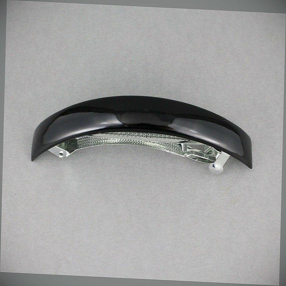 Black Thin Skinny Narrow Rectangle Barrette Hair Clip 4.5" Long Fashion hair Accessories for Women