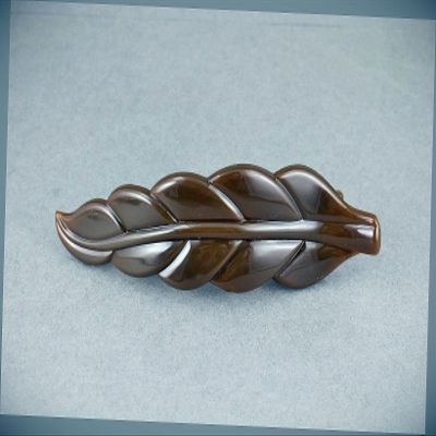 Brown Leaf Barrette Curved Hair Clip Leaves 4.5" Long Stamped Textured Plastic Fashion hair Accessories for Women