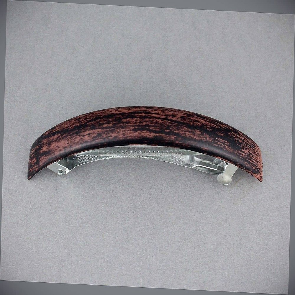 Brown Black Thin Skinny Narrow Rectangle Barrette Hair Clip 4.5" Long Brushed Fashion hair Accessories for Women