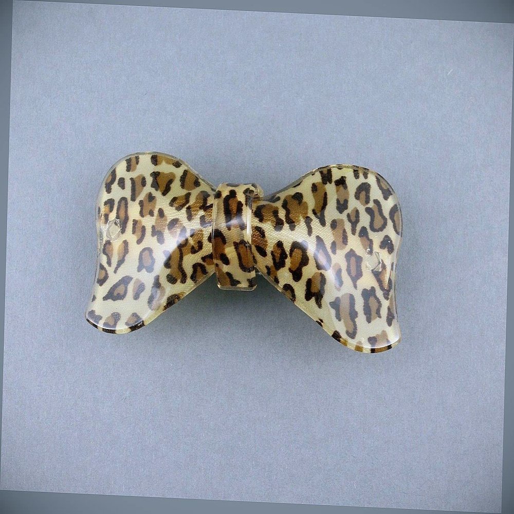 Cheetah Barrette Leopard Print Curved Hair Clip Accessory 3.25" Long Brown Tan Fashion hair Accessories for Women