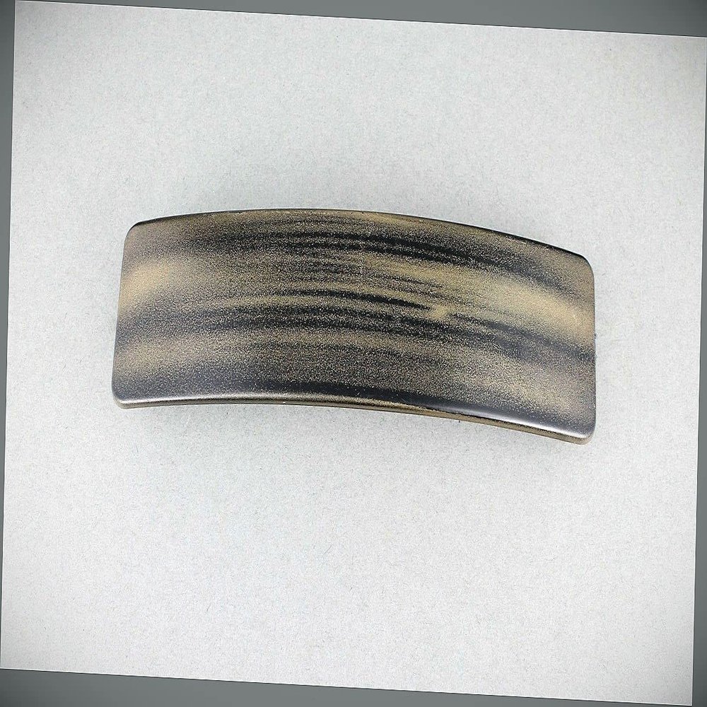Black Gold Barrette Big Rectangle Hair Clip 4.25" Long Plastic Wood Grain Fashion hair Accessories for Women
