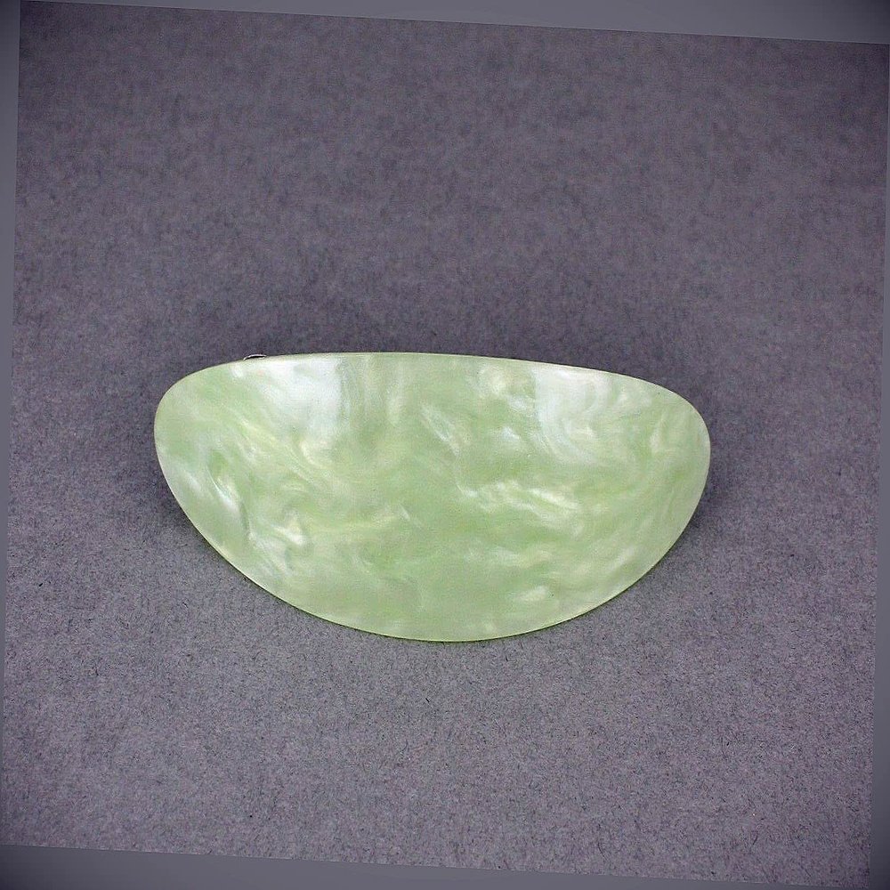 Green Marbled Oval Plastic Curved Barrette Hair Clip 3 7/8" Long 1 1/16" Wide Fashion hair Accessories for Women