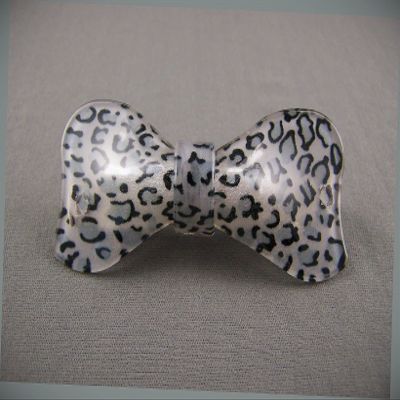 Black Grey Leopard Cheetah Print Curved Barrette Hair Clip Accessory 3.25" Long Fashion hair Accessories for Women