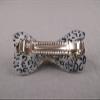 Black Grey Leopard Cheetah Print Curved Barrette Hair Clip Accessory 3.25" Long Fashion hair Accessories for Women view 3