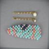 Blue Striped Snap Barrette Set Pearl Crystal Gold Bobby Hair Pins Barrette Fashion hair Accessories for Women view 1