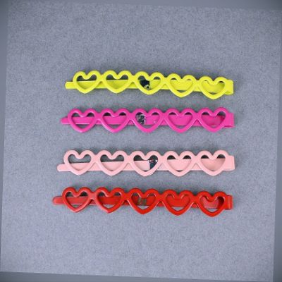 4 Heart Bobby Bobbi Pins Barrette Hair Barrette Set Pack Pink Red Yellow Fashion hair Accessories for Women