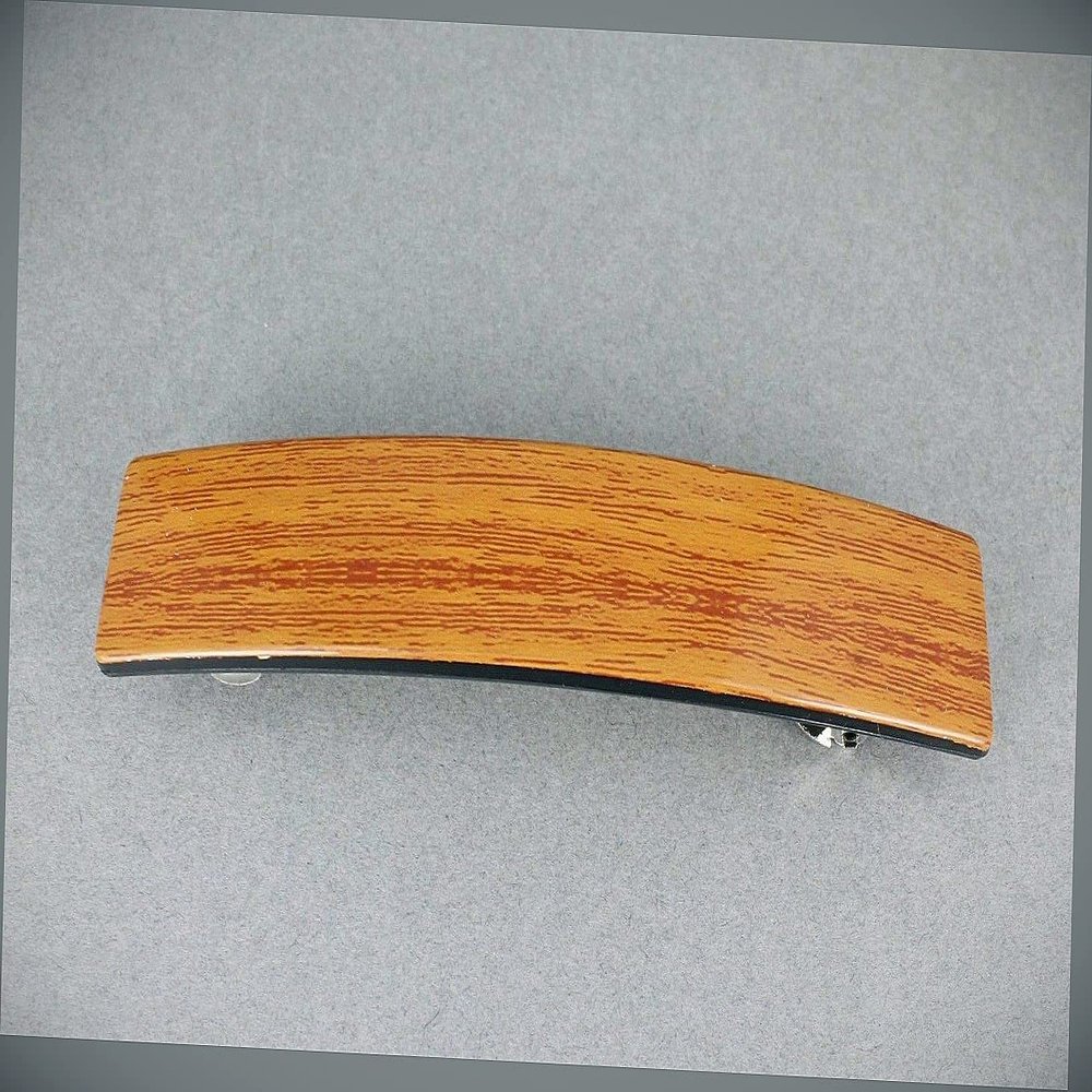 Copper Brown Barrette Wood Grain Pattern Rectangle Hair Clip Accessory 4.25" Fashion hair Accessories for Women