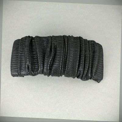 Black Barrette Scrunched Metallic Shiny Fabric Rectangle Hair Clip 3.75" Long Fashion hair Accessories for Women