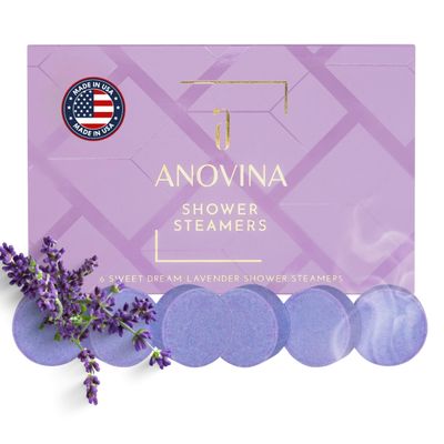 Anovina Lavender Shower Steamers USA Made  Calming Aromatherapy Shower Bombs  Relaxation & Self-Care  Lavender Gifts for Women and Calming Gifts for Women, Perfect for Home & Holiday Wellness