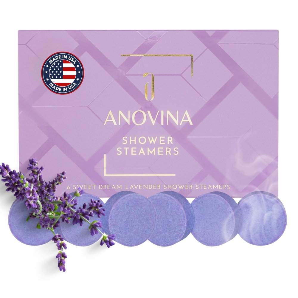 Anovina Lavender Shower Steamers USA Made  Calming Aromatherapy Shower Bombs  Relaxation & Self-Care  Lavender Gifts for Women and Calming Gifts for Women, Perfect for Home & Holiday Wellness