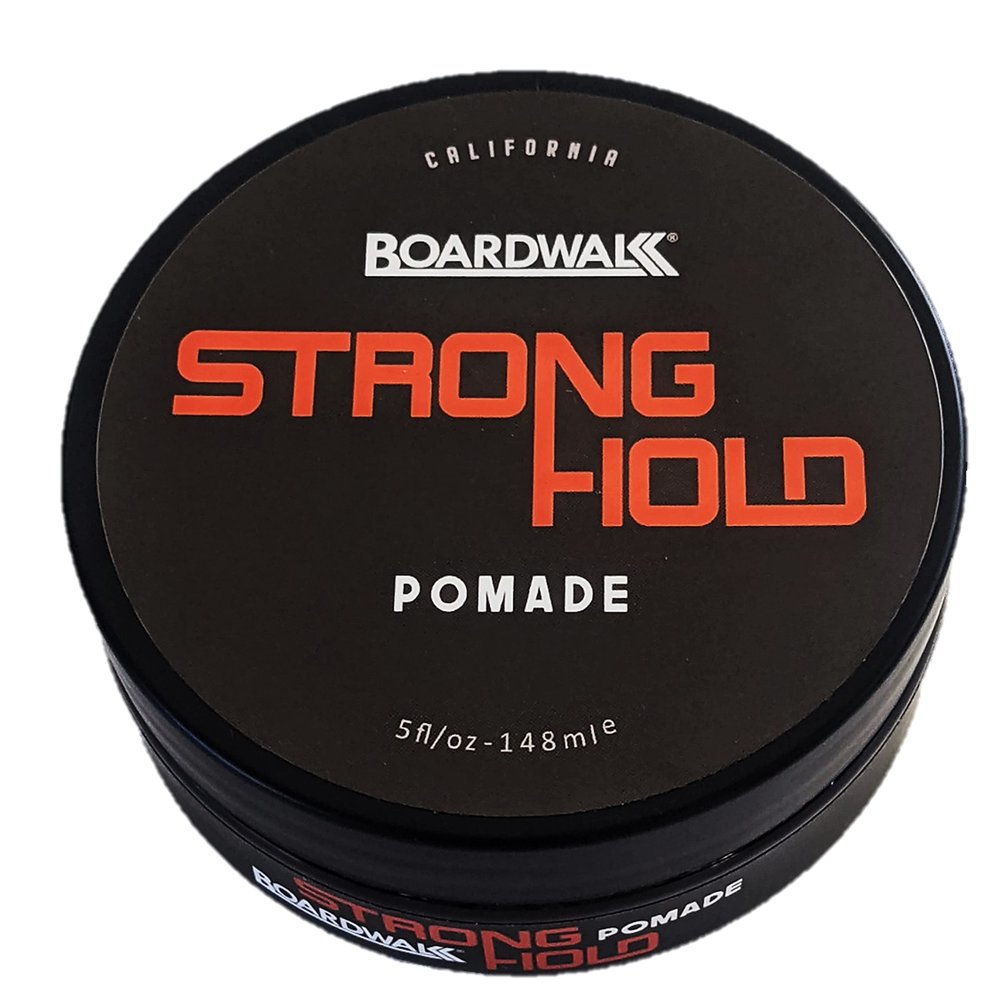 Boardwalk Pomade Strong-Hold 5oz Water Soluble Aloe Castor Oil Vitamin B-5 Anti-Dandruff Vegan for Men and Women