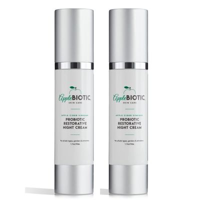 Apple Cider Vinegar Restorative Night Cream 2 PK - Overnight Firming, Smoothing Cream with African Green Coffee, Green Tea and Chamomile Extract for Dry, Oily, Sensitive Skin