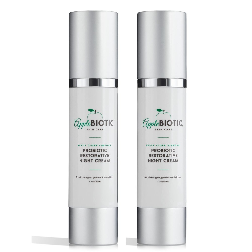 Apple Cider Vinegar Restorative Night Cream 2 PK - Overnight Firming, Smoothing Cream with African Green Coffee, Green Tea and Chamomile Extract for Dry, Oily, Sensitive Skin