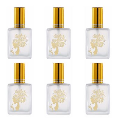 15ML Glass Perfume Bottles Empty Frosted Spray Perfume Bottles Square Refillable Portable Refillable Reusable Perfume Atomizer Vials Refillable Cosmetic Containers for Perfume Essential Oils Liquids (Gold Top)