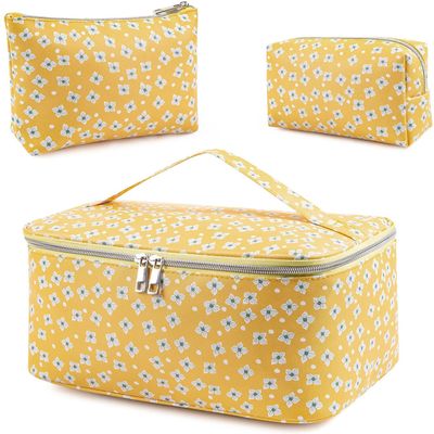 Hcoob Makeup Bag Set, 3 Pcs Portable Travel Cosmetic Bag